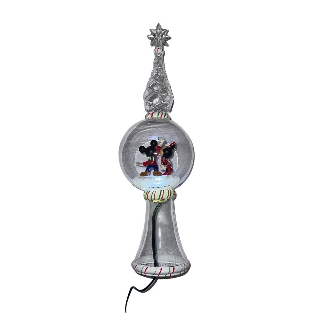 Rare Walt Disney Store Mickey Minnie 11" Lighted Clear Glass Tree Topper HTF - Picture 2 of 11